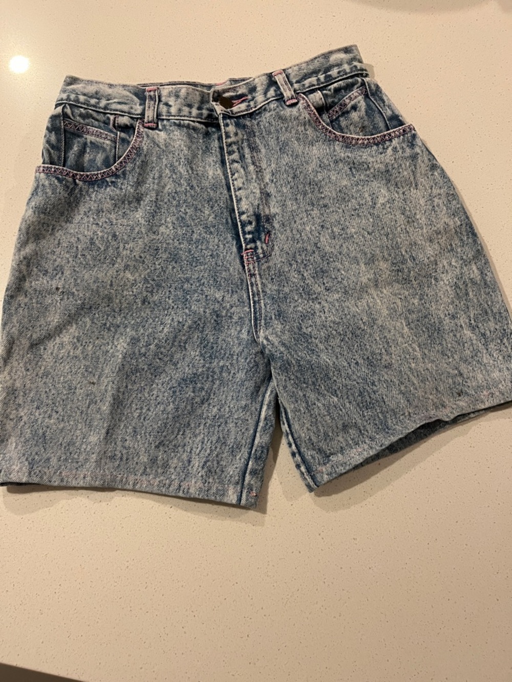 Pepe High-Waisted Acid Wash Denim Shorts